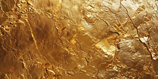 A gold wall with cracks and holes