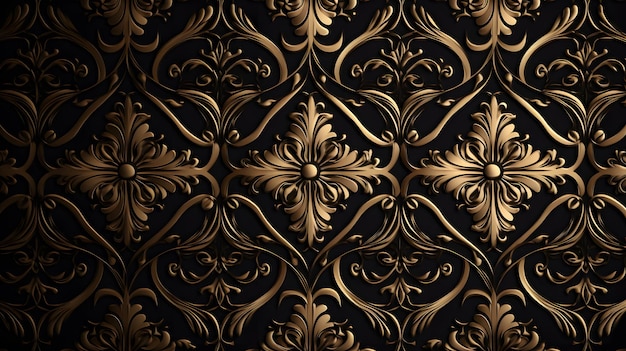 Gold wallpaper with a gold leaf pattern