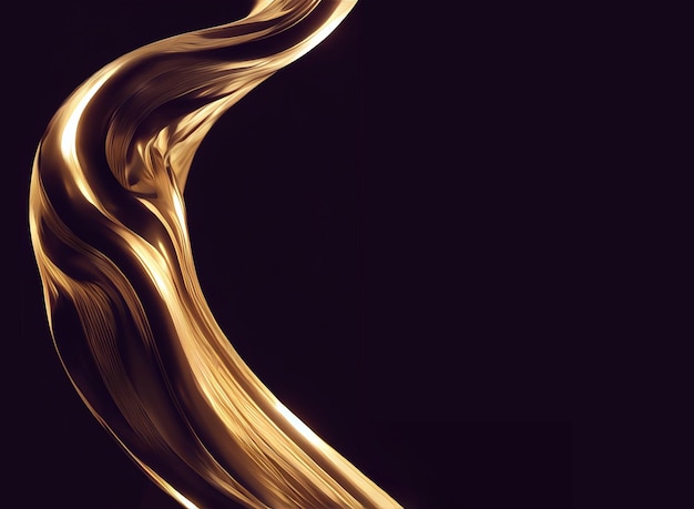 Gold Water 3D render abstract background with waves and fluid