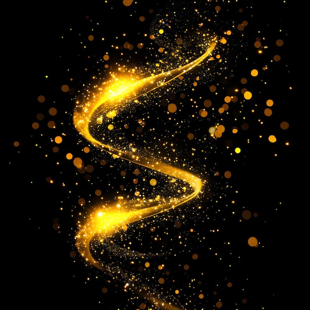 a gold wave with gold particles on it