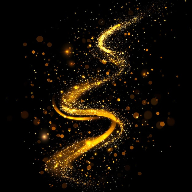 a gold wave with gold particles on it