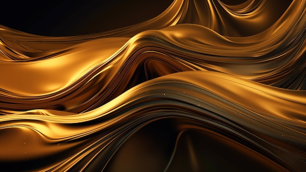 Gold waves on a black background