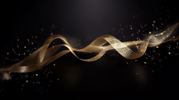 Gold waves on a black background