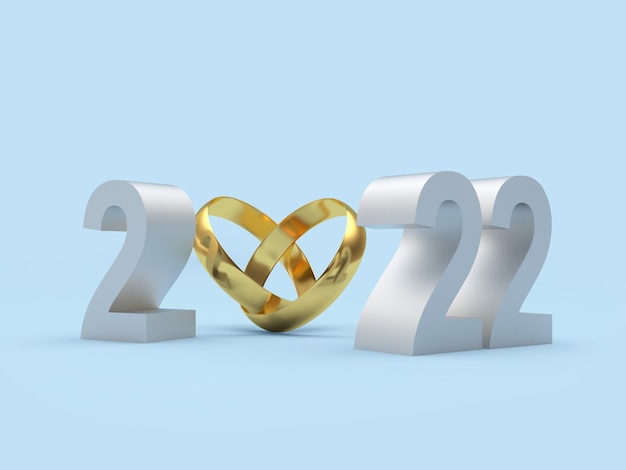 Gold wedding rings with a silver number of new year