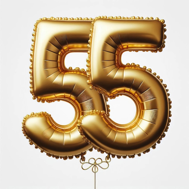 a gold and white balloon with the number 5 on it