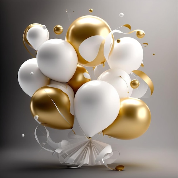 Gold and white balloons Ai generative