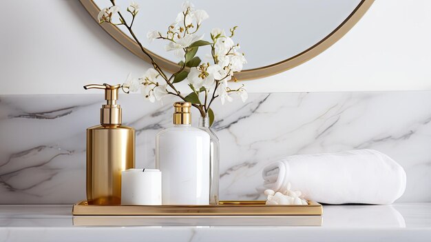 Photo gold white bathroom decor