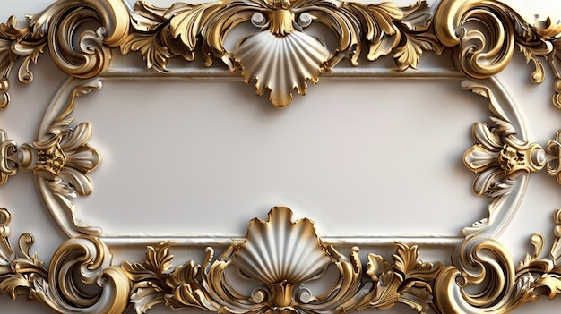 a gold and white design on a white wall