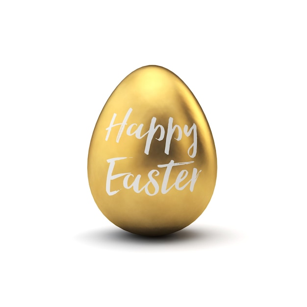 Gold and white happy easter luxury easter egg 3D Rendering