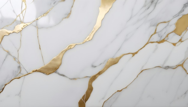 a gold and white marble with gold accents