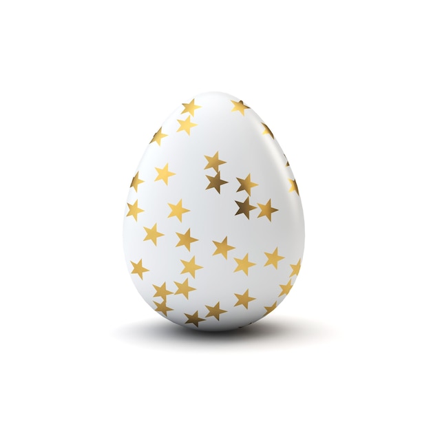 Gold and white pattern luxury easter egg 3D Rendering