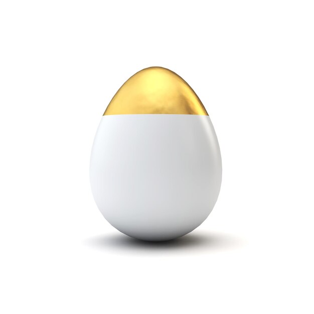 Gold and white pattern luxury easter egg 3D Rendering