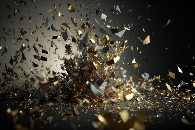 gold, white, and silver new year's confetti explosion