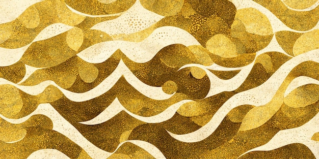 A gold and white wave pattern with the word ocean on it.