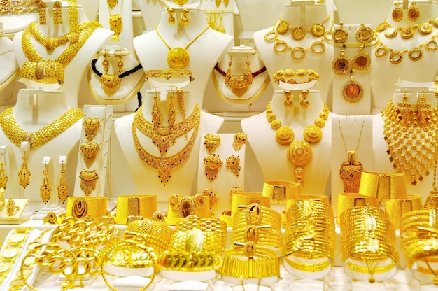 Golded jewels in a shop