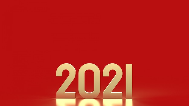 Golden 2021 number on red background