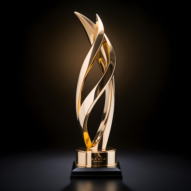 Golden Aa Award on Glossy Black Pedestal Recognition of Excellence and Accomplishment