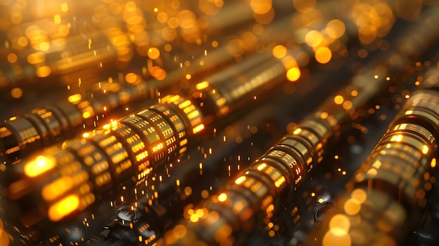 Golden Abacus with Flowing Binary Code Ancient Meets Digital