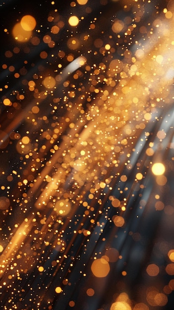 Golden Abstract Light Particles Background Generative AI