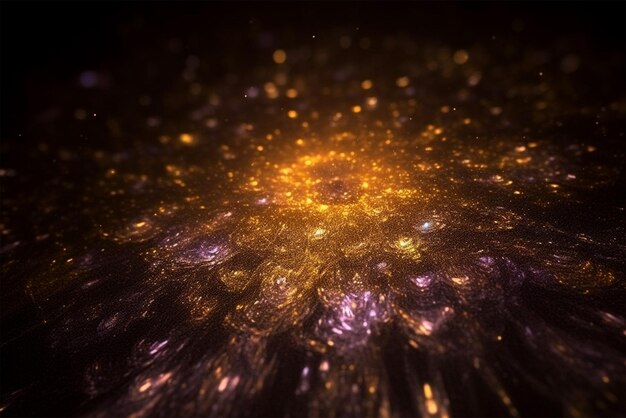 Golden abstract particle dust or glitter background wallpaper galaxy cosmic space fantasy background