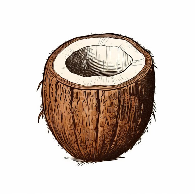 Photo golden age inspired coconut sketch illustration