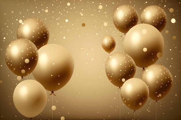 Golden air balloons birthday party template