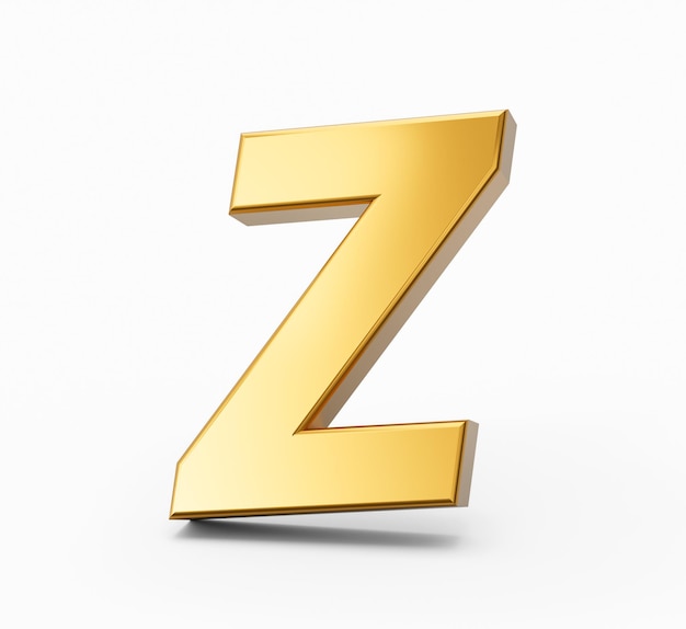 Golden alphabet z on white isolated background 3D Golden Letters numbers 3d Illustration