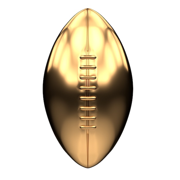 Golden american football ball isolated