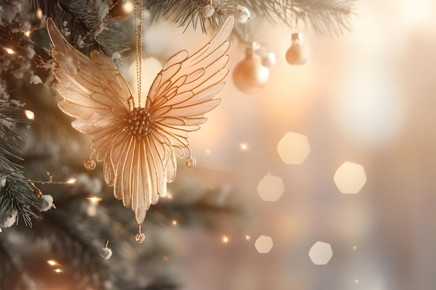 Golden Angel Wing Ornament Christmas Tree Decoration Illustration