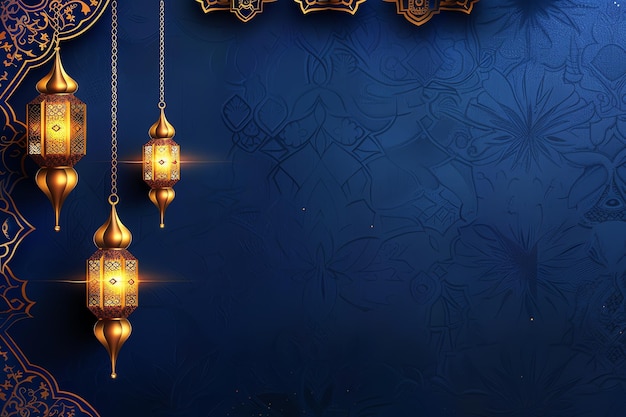 Golden Arabic lamp illustration Arabic Eid Mubarak Background