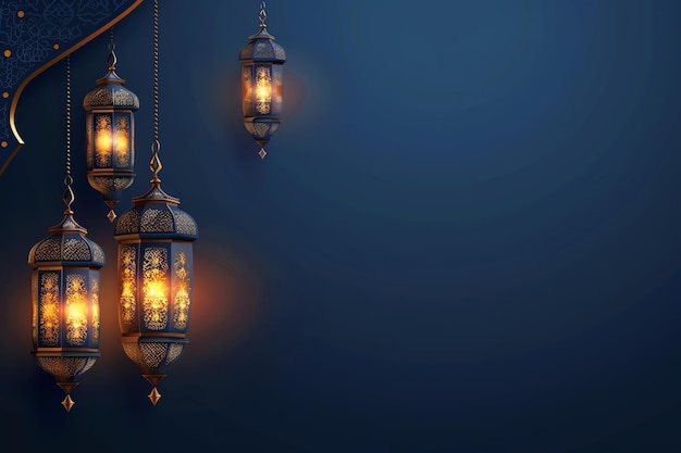 Golden Arabic lamp illustration Arabic Eid Mubarak Background