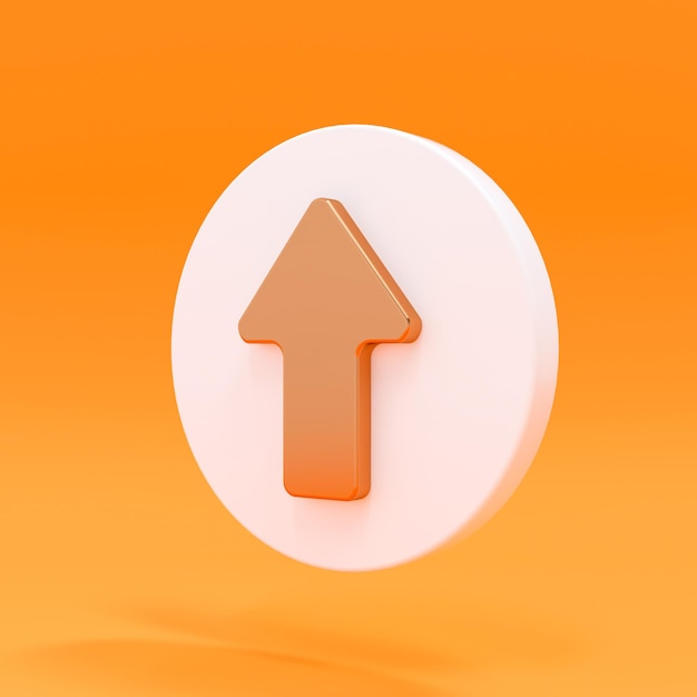 Golden arrow pointing up on orange background, business concept - 3D illustration