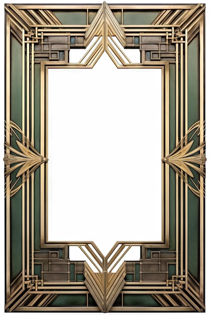 Photo golden art deco frame with ornament retro golden art deco or art nouveau frame in roaring 20s style