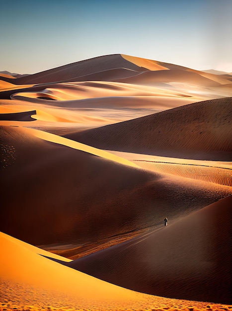 Golden autumn desert 3D with shadows