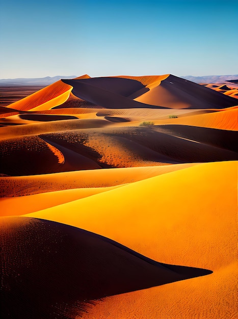 Golden autumn desert 3D with shadows