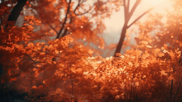 Golden Autumn Leaves Falling Softly from Maple Branches