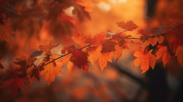 Golden Autumn Leaves Falling Softly from Maple Branches