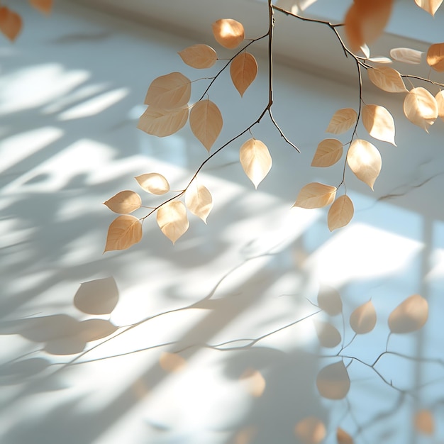 Photo golden autumn leaves with warm sunlight reflections