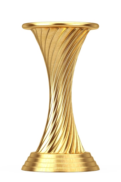 Golden Award Trophy Pedestal with Empty Space for Your Object on a white background. 3d Rendering