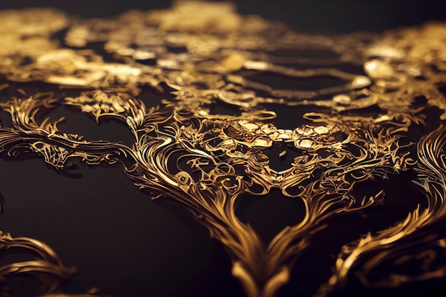 golden background with waters in gold and colored inks. decorative image for events, weddings or elegance