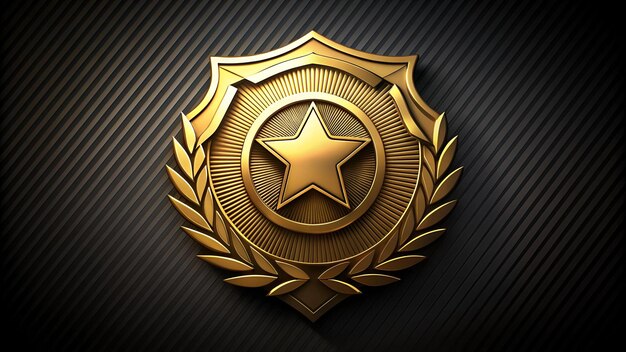 Golden badge with lines on black background