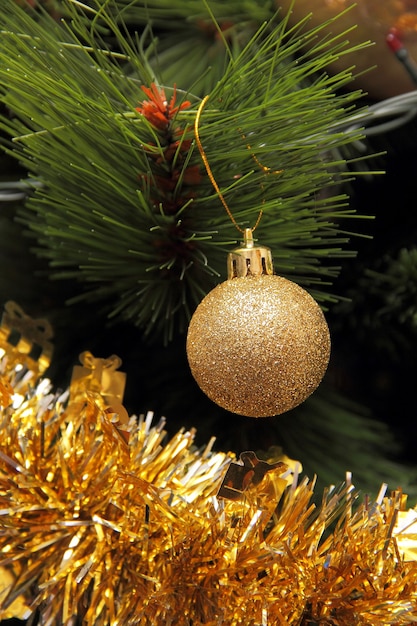 The Golden ball on the Christmas tree