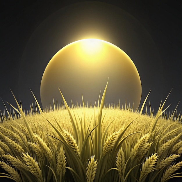 Photo a golden ball of wheat in the field with the sun shining through the grass