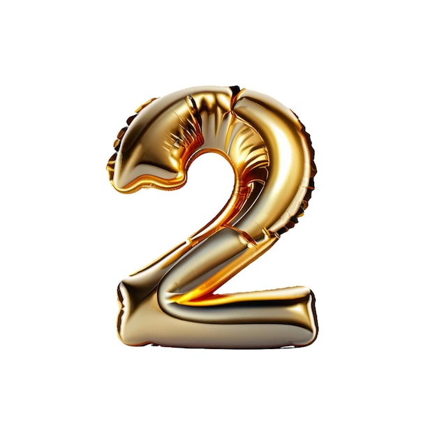 Golden Balloon Font 2 Number Stock Photo