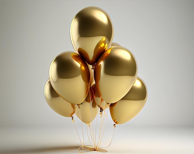 Golden balloons on a white background hall decoration