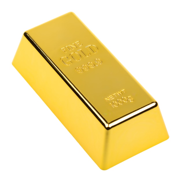 Golden bar isolated on white background. Precious metal ingots. Business background. Finance and banking concept.