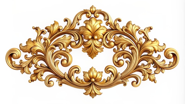 Golden baroque ornament floral elements