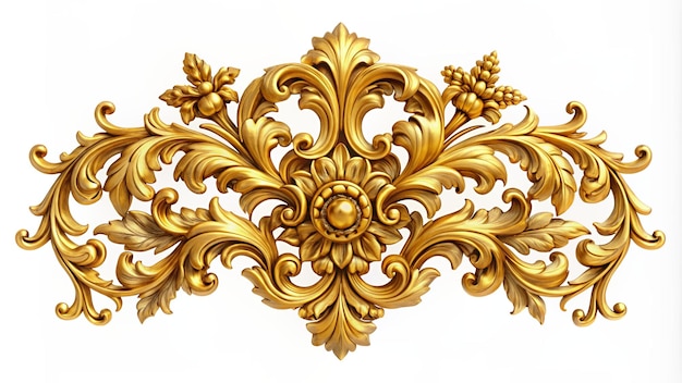 Golden baroque ornament floral elements