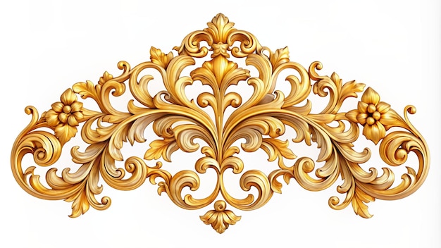 Golden baroque ornament floral elements