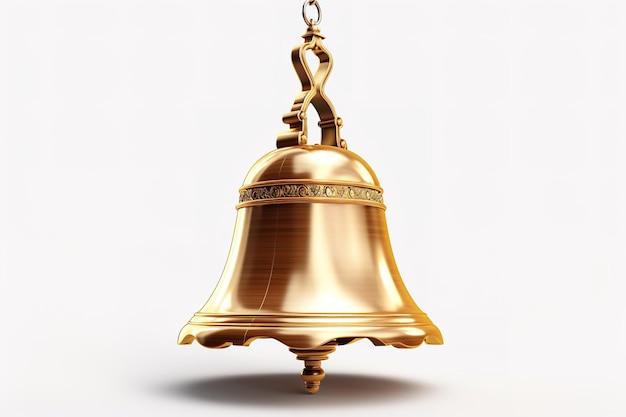 A Golden Bell Hanging Against A Pristine White Background on a Clear PNG or White Background